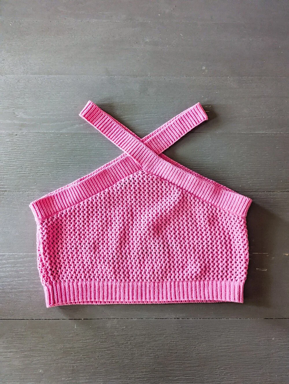 Zara Pink Crochet Halter Crop